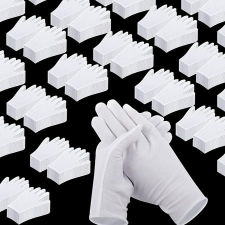 300 Pairs White Cotton Gloves Bulk Pack for Drying Hands Eczema, White Inspection Glove Liners Moisturizing Soft Working Gloves for Men Women Art Handling Cleaning Jewelry Coin Collection Supplies