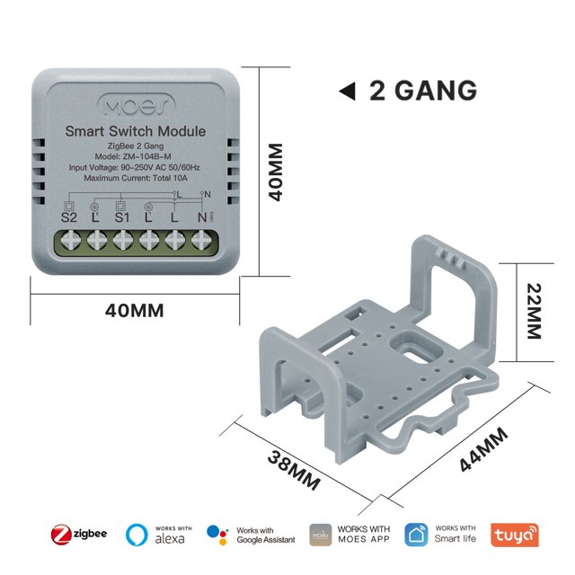 Zigbee Smart Light Switch Module Tayu Smart Home Mini On/Off Circuit One-Way/Two-Way DIY Alexa Google App Remote Control Timer Switch Mini Module Two-Way ZM-104B-M