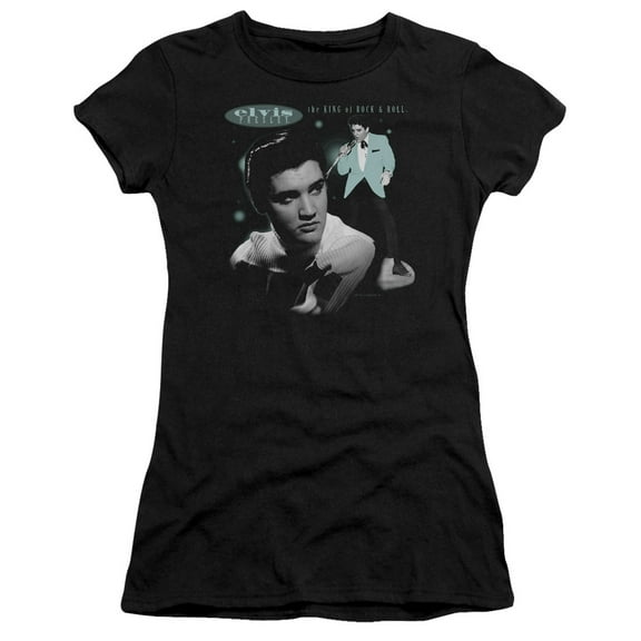 Elvis Presley Teal Portrait Premium Junior Women's T-Shirt Black