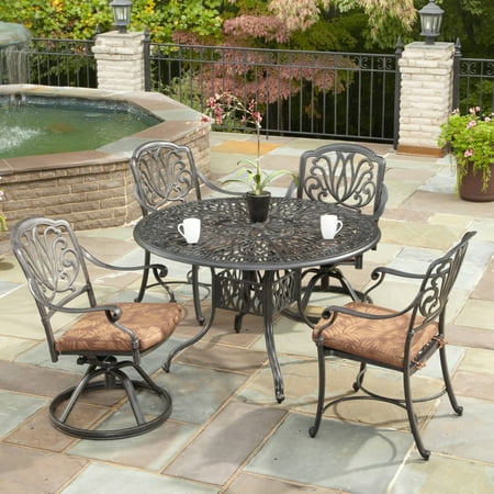 Charcoal Patio Post Mount Barbecue - Home Styles Floral Blossom 5-Piece Patio Dining Set, Charcoal