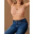 thumbnail image 4 of SHARICCA Plus Size Womens Wirefree Bra Front Closure Full Coverage Lace Bralette, 4 of 7