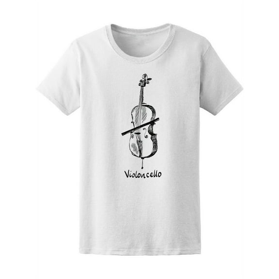 Violoncello Instrument Doodle T-Shirt Women -Image by Shutterstock, Female Large