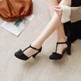 thumbnail image 5 of SACFOF Women's Cute Retro Rockabilly Shoes T Strap Mary Janes Heels Chunky Cosplay Shoes Sweet Block Heeled Bow Pumps, 5 of 6