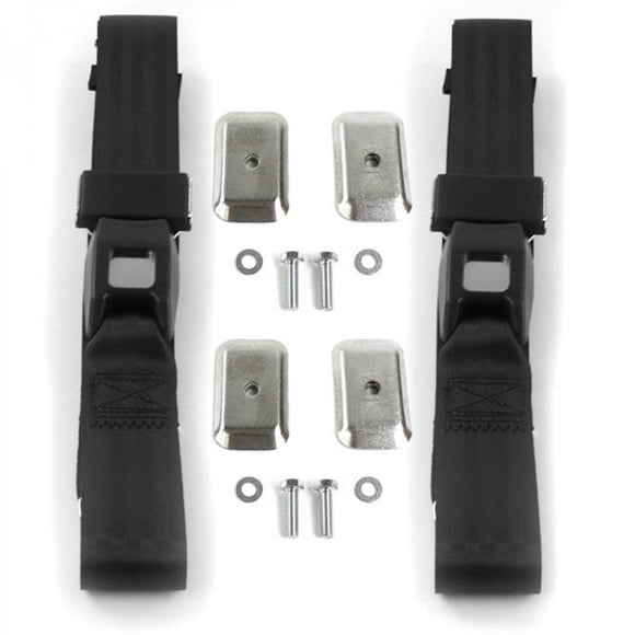 Standard 2 Point Black Lap Bucket Seat Belt Kit with Bracketry for Triumph Spitfire 1962-1980 - 2 Belts
