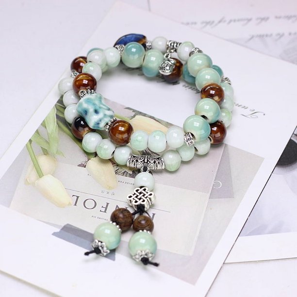 Accesorios envueltos doble estilo étnico pulsera de cerámica pulsera de cuentas mujer alto sentido