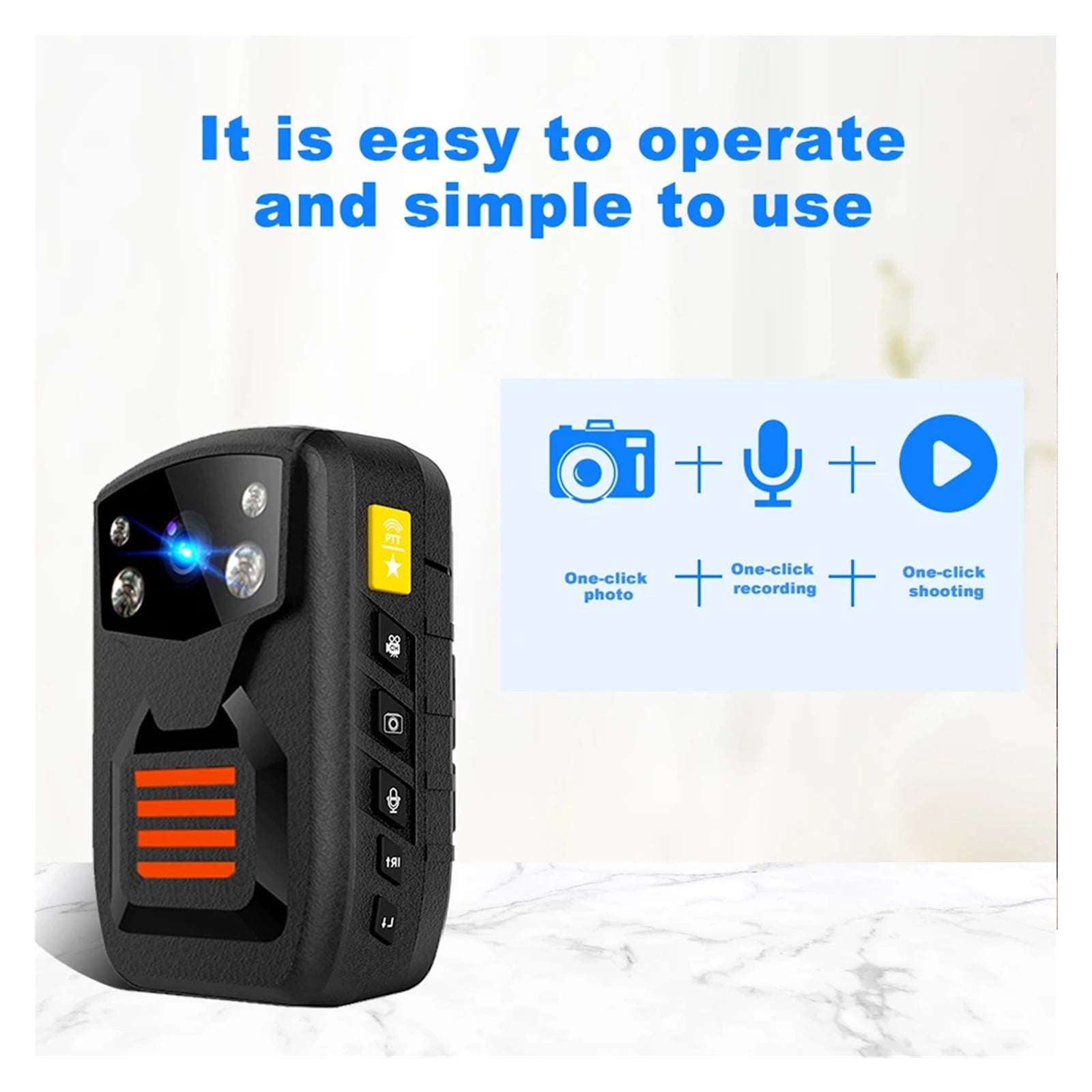 1080p Night Vision Red And Blue Flash Video Record Body Worn Video Camera ,Ultra HD