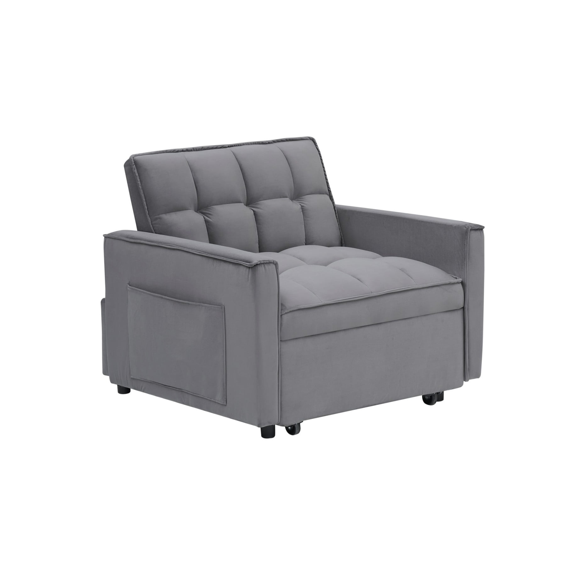 3-in-1 Convertible Sofa Bed Chair, Adjustable Recliner Sleeper Couch for Small Spaces Living Room Office, Grey