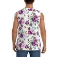 thumbnail image 4 of Lsque Violets Flowers Print Men's Cotton Blend Sleeveless Muscle Shirts (S-3XL)- Moisture Wicking, Odor Protection, UPF 30+,Small, 4 of 8