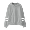 thumbnail image 2 of kmaduk Girls Fashion Hoodies Kids Cute Striped Long Sleeve Crop Tops Hooded Sweatshirts 5-14 Years (Grey, 10-12 Years), 2 of 4