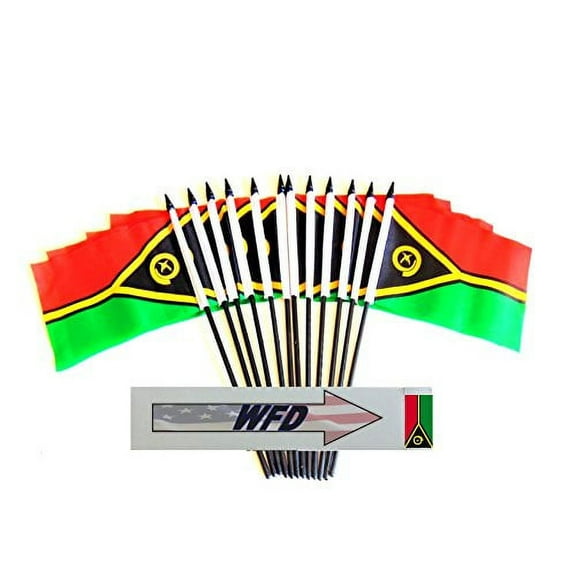 Pack of 12 4"x6" Vanuatu Polyester Miniature Office Desk & Little Table Flags, 1 Dozen 4"x 6" Ni-Vanuatu Small Mini Hand Waving Stick Flags