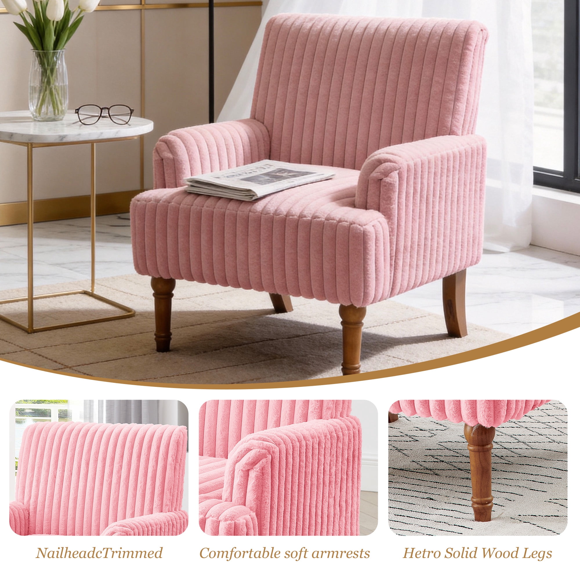 MOONMISS Accent Chair for Living Room,Pink