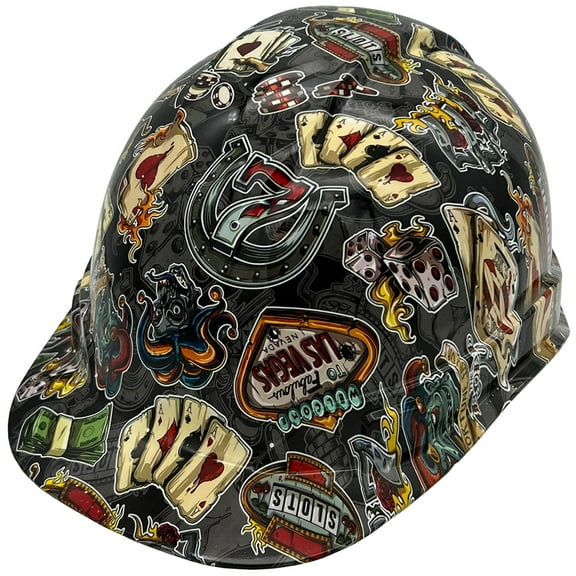 Vegas Baby Hydro Dipped Hard Hats Cap Style Design with 4 Pt Suspension
