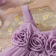 thumbnail image 4 of adviicd Robe pour Filles Robe d'Été à Volants Florale Bretelles Spaghetti Décontractée Robe Midi à Volants Violette,E, 4 of 5