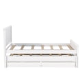 thumbnail image 5 of Twin Size Platform Bed with Trundle Bed and 2 Storage Drawers, Solid Wood Bed Frame with Pull Out Trundle,White, 5 of 13