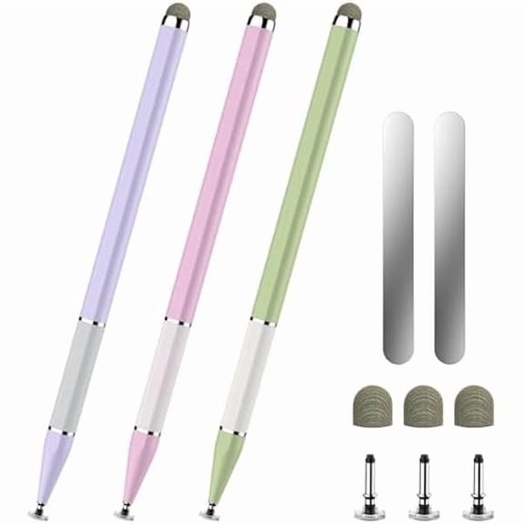 xzyuan Stylus Pen for Touchscreen,3 PCS 2-in-1 Magnetic Stylus Pen High Sensitivity & Precision Stylus,Extended Pen Body Design,Compatible with Touch Screens(Purple/Pink/Light Green)