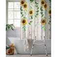 thumbnail image 2 of Split Shower Curtain for Transfer Bench, Sunflower Fabric Shower Curtains for Bathroom, Green Botanical Summer Spring Vintage Tub Sliding Transfer Bench Waterproof Bath Curtains 72"x72", 2 of 9