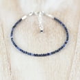 thumbnail image 3 of Dumortierite 2-2.5mm Round Shape Faceted Cut Beads 7 inch Adjustable Silver Plated Clasp Bracelet for men, women, unisex. Link Chain Stacking Bracelet.|LINK_02379, 3 of 4
