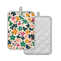 Yayeee Pot Holders Kitchen Heat Resistant with Pocket 7"x9.8" Cotton Oven Cooking Hot Pads, Floral Blooms
