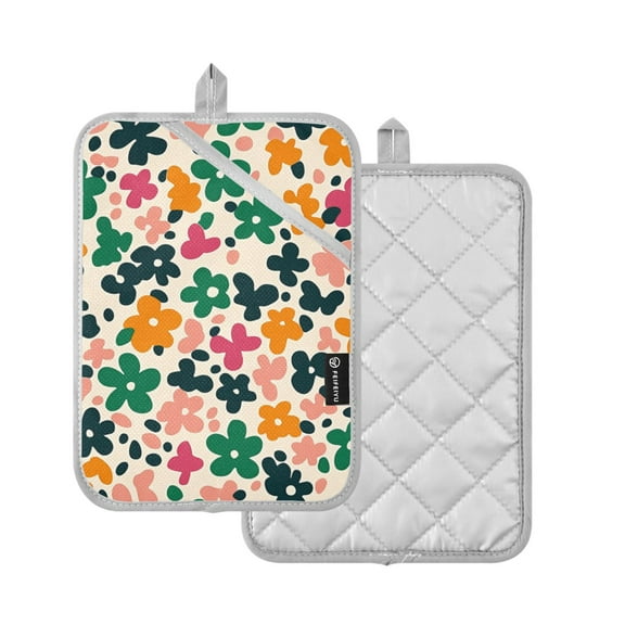 Yayeee Pot Holders Kitchen Heat Resistant with Pocket 7"x9.8" Cotton Oven Cooking Hot Pads, Floral Blooms