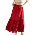 thumbnail image 6 of Women Skirt Fashion Women‘s Solid Color Casual Elasticity High Waist Tiered Skirts Skirt for Women Red S, 6 of 9