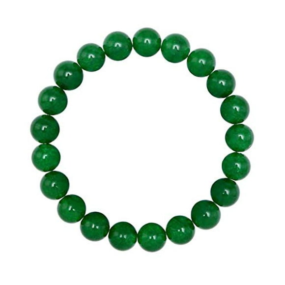 Real Natural Green Jade Gemstone Beaded Bracelet 7.5 inch Stretch Bracelet Chakras Healing Crystal Stone Jewelry Energy Quartz Rock GB8-B54