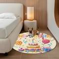 thumbnail image 5 of Area Rug 48in, Happy Birthday Cake Balloon Firework Floor Carpet Living Room Rug, Celebration Non-Slip Welcome Mat Indoor Rugs for Bedroom Dining Room, 5 of 9