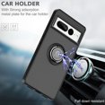 thumbnail image 2 of TJS for Google Pixel 7 Pro Phone Case, 360 Degrees Rotating Metal Ring Magnetic Support Kickstand Cover Case for Pixel 7 Pro (Blue), 2 of 7