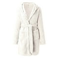 Dowegor Women Hooded Fleece Bathrobe Lightweight Soft Plush Short