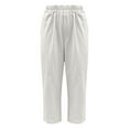 thumbnail image 4 of White Wide Leg Sweatpants Women's Pocket Cotton Linen Fashion Solid Color Pants Slim Casual Long Pants Fashion Clothing, 4 of 5