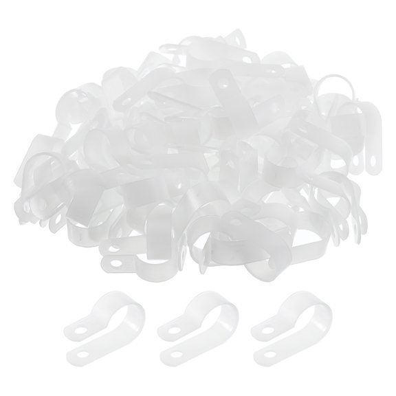 R-Type Cable Clamps, 16mm 0.62 Inch Cable Organizer Cord Clips White, 500pcs