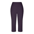 thumbnail image 6 of Women's High Waist Yoga Capris with Pockets Casual Wide Leg Pants, Purple S-3XL, 6 of 7