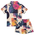thumbnail image 2 of FORMRS Niños Short Sleeve Top and Pants Pajama Set Unisex Satin 2-Piece Sleepwear, Sizes 13-14Y, Flowers Pattern Style, 2 of 8