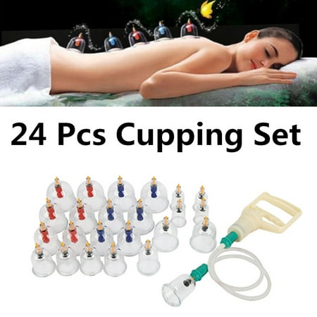 Dioche 24pcs Cupping Therapy Set Cupping Set with Vacuum Pump Magnets Biomagnetic Cupping Therapy Cup Acupuncture Cupping Therapy Equipment TCM Massage Cupping Therapy