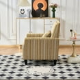 thumbnail image 4 of Newest Modern Accent Chair with Arms,Comfy Upholstered Armchair for Living Room,Yellow , White Striped Armchair with Nailhead Trim,For Living Room, Bedroom, Apartment,Office, 4 of 9