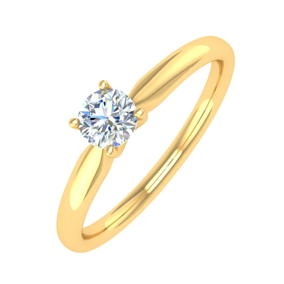 1/4 Carat 4-Prong Set Solitaire Diamond Engagement Ring Band in 10K Yellow Gold (Ring Size 8)