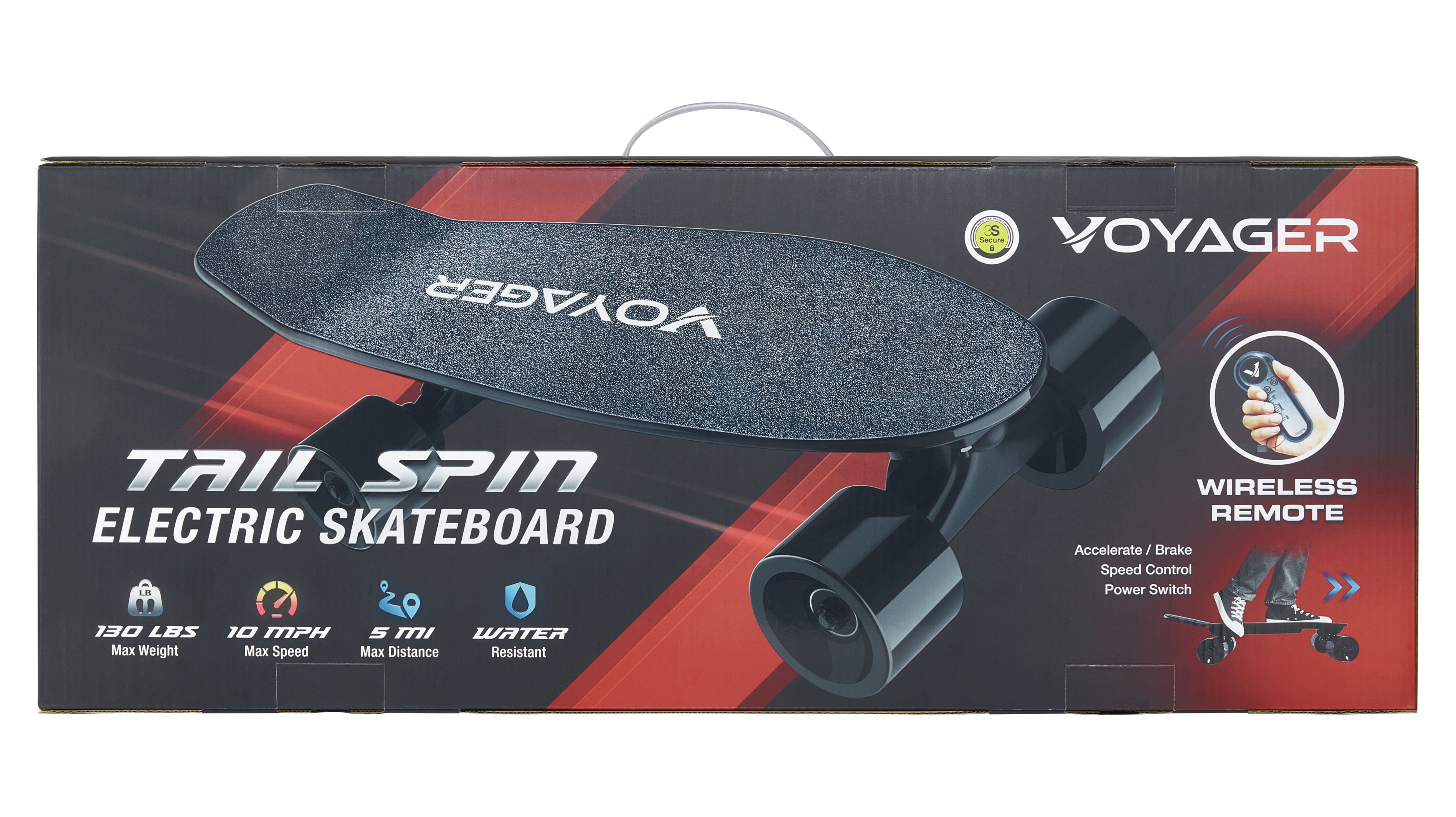 Voyager Tailspin Electric Skateboard for Beginners, Kids and Teenagers .Black,2816 oz