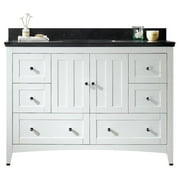 47.6-in. W Floor Mount White Vanity Set For 3H8-in. Drilling Black Galaxy Top Biscuit UM Sink