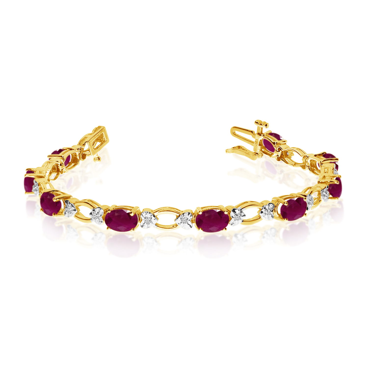 DirectJewelry 14k Yellow Gold Natural Ruby And Diamond Tennis