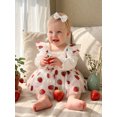 thumbnail image 4 of Cjfdfy Newborn Baby Girl Fall Outfits Long Sleeve Strawberry Print Romper with Headband Set Cute Strawberry  Print Outfit, Ruffle Bow Design, Mesh Tulle Dresses, Fall Winter Outfit for 0-18M, 4 of 9