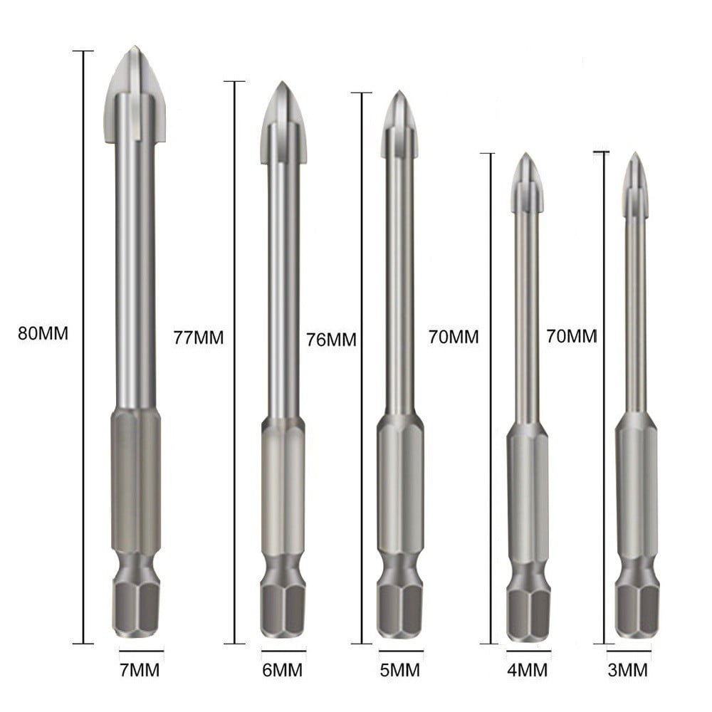 5PC Efficient Universal Drilling Tool Multifunctional Cross Alloy Drill Bit Set.