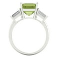 thumbnail image 4 of 3ct asscher cut green natural peridot 18k white gold engraving statement Bridal Wedding three-stone Designer Ring size 10.5, 4 of 5