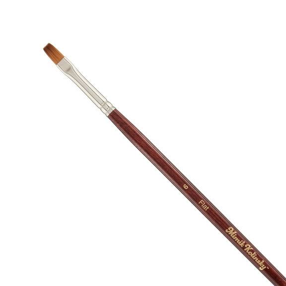 Creative Mark Mimik Kolinsky Watercolor Brush - # 6 Flat - Long Handle Synthetic Paint Brush - Handmade in Germany - Synthetic Sable Paint Brushes for Professional Artists - Animal-Friendly