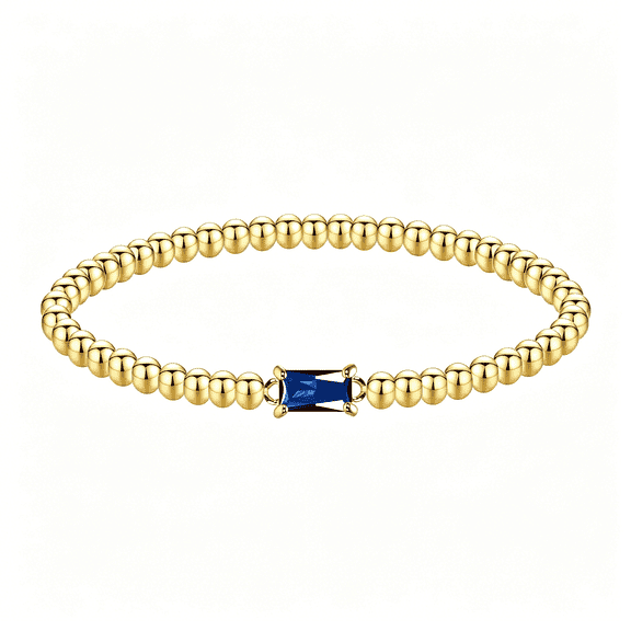 DESIGNICE Multicolor 14K Gold-Plated Beaded Stretch Bracelets for Women,Birthstone Charm