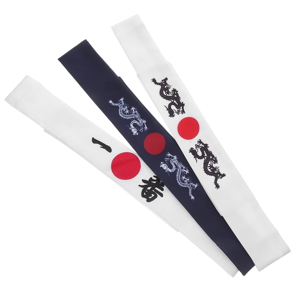 ifundom 3-Pack White Japanese Karate Headbands Sweat-Resistant Polyester for Martial Arts Training