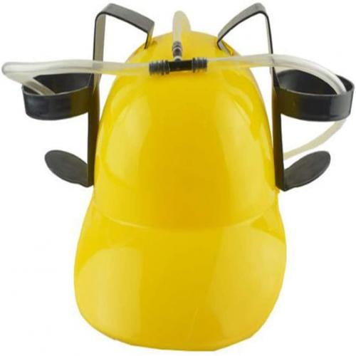 Douhoow Miners Drinking Hat Lazy Lounge Beer Soda Guzzler Helmet Creative Party Handsfree Drink Toy, Size: One size, Yellow