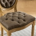 thumbnail image 3 of PORKISS Dining Chairs Modern Upholstered Set of 2, French Style Solid Wood Dining Side Chairs, PU Artificial Leather Dining Chair with Nailhead Trim, Brown, 3 of 11