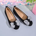 thumbnail image 5 of Women's Round Toe Flat Slip On Shoes, Sparkly Rhinestone Bow Decor Faux Suede Ballet Flats, Elegant Dress Shoes for Wedding Party, 5 of 9