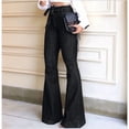 thumbnail image 6 of Womens Denim Pants High Waist Boot Cut Trousers Skinny Bell Bottom Mom Jeans Black XL, 6 of 8