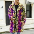 thumbnail image 5 of Dolkfu Mens Jackets Faux Fur Leopard Print Pink Trench Coat Isulated Mid Length Long Jacket Men's Winter Coats L, 5 of 8