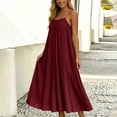 thumbnail image 5 of Maxi Dress for Women Ihhxva Sleeveless Relaxed Fit Pleated Stretchable Summer Breathable - Spaghetti Strap Casual Beach Vacation Sundress Loose S-2XL, 5 of 8